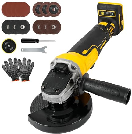 Trådlös vinkelslip för Dewalt 18V 20V, 125 mm 8 500 RPM borstlös elektrisk 3-hastighets slipmaskin elverktyg för trä, plast, metallskärning, slipning, polering (inget batteri)