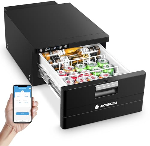 AAOBOSI Drawer Fridge Freezer 31L with APP, -20°C to 20°C, LED Display | camping fridge -20°C to 20°C, APP Control, Dual Zone, 12V 24V, for Car Lorry Campervan Boat