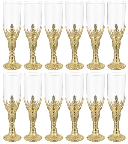 SEWACC Lot de 12 Calices Vintage en Plastique pour Cérémonie Sainte Communion et Mariage Entretien Simplifié