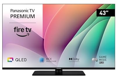 Panasonic Premium TV-43W80AEZC, 43 Pollici TV QLED 4K Ultra HD, Fire TV | Dolby Vision e Atmos, Modalità Game Plus, Controllo Vocale Alexa, Airplay, Smart TV, Serie W80