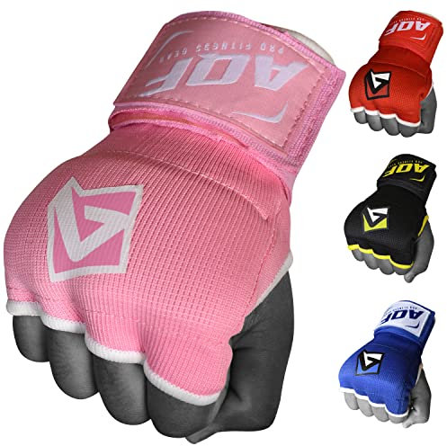 AQF Bande Boxe sous Gants, Bande De Boxe Gants De Protection, Gant De Boxe Protege Poignet 100CM Long 4 Doigt Rembourrés du Gel Wraps pour MMA, Muay Thai & Kick Boxing Femme Homme (XL, Rose)