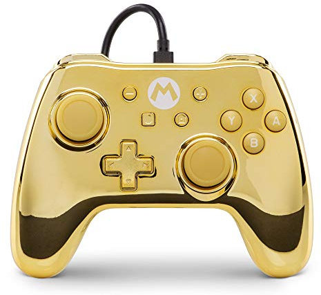 PowerA - Mando con cable para Nintendo Switch, diseño de Mario dorado