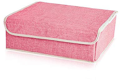 YFZYT Cajas de Almacenamiento Plegables con Tapas y 13 Compartimentos de Rejilla, Ropa de Rejilla de Tela de Algodón Cestas de Almacenamiento de Ropa 11 litros - Rosa, 13 Rejillas