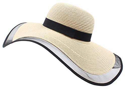 Amorar Sombrero de Paja Mujer Verano Sombrero de Playa de ala Ancha Sombrero De Sol Floppy Protección Solar