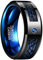 Vakki 8mm Keltischer Drachen Wolfram Ringe mit Zirkon Herren Schwarz + Blau Kohlefaser Ring Komfortable Passform Größe 52(16.6)