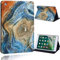 FINDING CASE Fit Apple iPad Mini 1/2/3 Leather Cover - Printed PU Flip Leather Smart Lightweight Shell Stand Cover Case for Apple iPad Mini 1/2/3 (iPad Mini 1/2/3, blue rainbow marble)