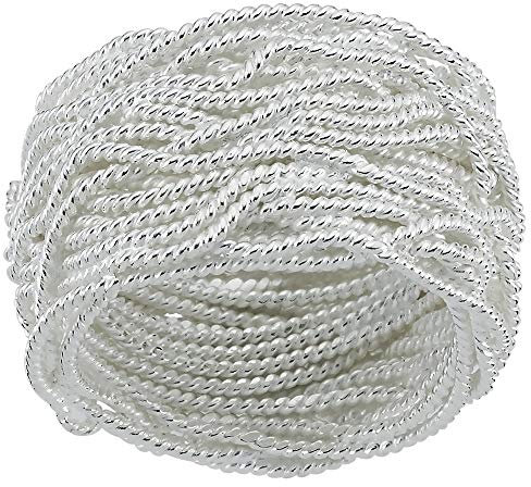 Vinani Damenring 925 Sterling Silber – Endloses Ketten-Design mit glänzend weißer Oberfläche & Wollknäuel-Akzent, modernes zeitloses Schmuckstück für Frauen, handgefertigt Größe 58, 2RKT58