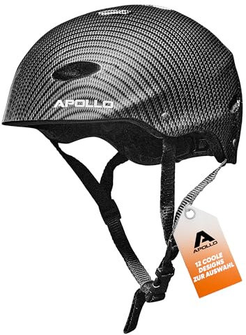 Apollo Skaterhelm Herren, Damen und Kinder | Kinderfahrradhelm | Verstellbar | Skateboard, Scooter, BMX Helm Kinder mit Drehrad-Anpassung | für Jungen und Mädchen | Verschiedene Größen und Farben