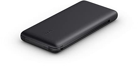Belkin BoostCharge Plus 10K Portable External Battery, 10,000 mAh Power Bank with Built-in Lightning (MFI) and USB-C Cables and Additional USB-C Charging Port, Black - Amazon Vine