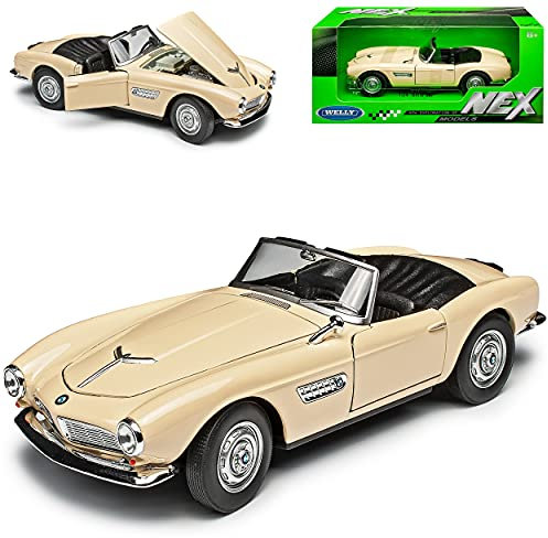 Welly B*M*W 507 Cabrio Offen Beige Cream 1956-1959 1/24 Modell Auto mit individiuellem Wunschkennzeichen