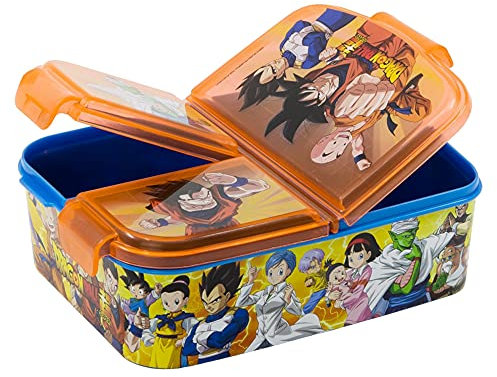 Premium Dragon Ball Brotdose Lunchbox mit 3 Fächern, Bento Brotbox für Kinder - ideal für Schule, Kindergarten oder Freizeit