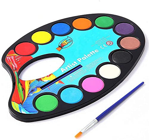 ARTOYS Waschbare Wasserfarben für Kinder – 12 leuchtende Farben, ideal für Anfänger, Schulen und Kindergärten – Malfarben Set für kreative Kunstprojekte