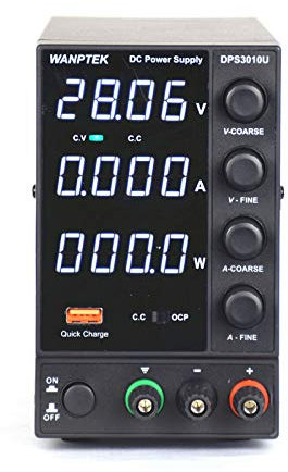 WANPTEK DC Power Supply Fuente de alimentación conmutada con indicador LED de 4 dígitos, fuente de alimentación CC para laboratorio, 220 V, 30 V/5 A, 30 V/10 A, 60 V/5 A, 30 V/6 A (0-30 V 0-10 A)