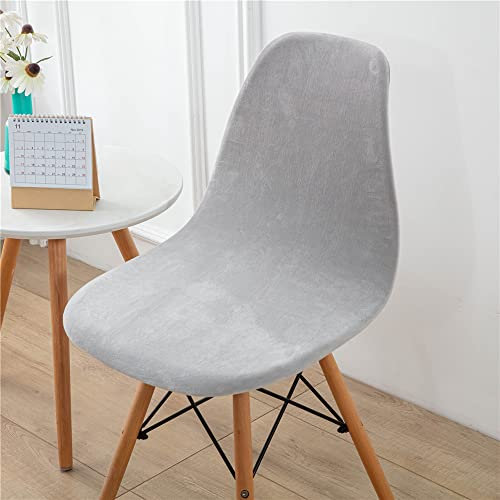 Highdi Samt Schalenstuhl Bezug, Einfarbig Stuhlbezug 2/4/6 er Set Stuhlbezüge Stretch Esszimmerstühle Bezug Moderne Elastischer Stuhlhussen Abnehmbar Waschbar Küchenstühle Husse (Hellgrau,6 PCS)