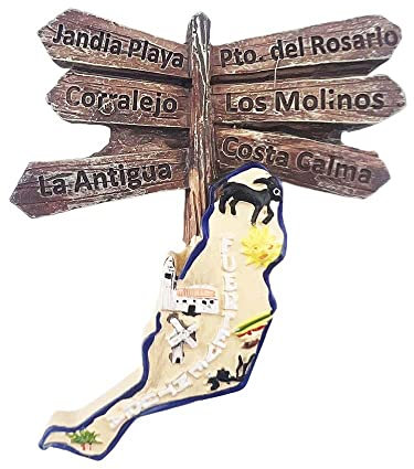 Fuerteventura Spanien 3D-Karte Straßenschild Kühlschrank Magnet Souvenir Geschenk, Harz handgefertigt Fuerteventura Kühlschrank Magnet Home & Kitchen Dekoration Kollektion