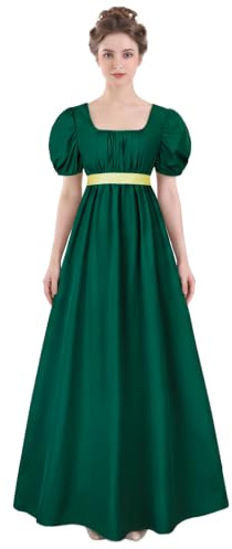 HEQU Women's Classic A-Line (Pack of 1) | Detachable Satin Sash, Empire Waist Cut, Vintage Formal Gown, Wedding Cosplay Halloween Party Outfit
