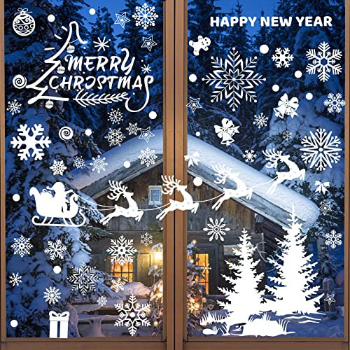 JOKILY 179 Stück Fensterbilder Weihnachten, Selbstklebend PVC Fensterdeko, Fensteraufkleber, Fensterbilder, für Türen Schaufenster Vitrinen Glasfronten Deko