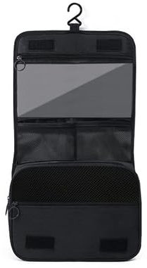 INF Kulturtasche,Kulturbeutel zum Aufhängen,Reise Toilettentasche,Faltbarer Kosmetiktasche,Reise-Tasche Schminktasche mit Haken&Tragegriff, Waschtasche für Damen&Herren,Schwarz