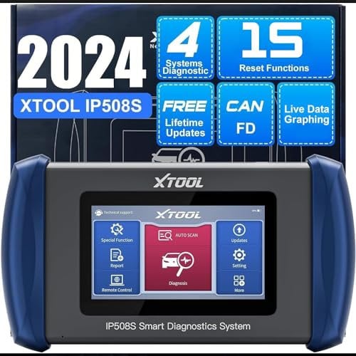 XTOOL IP508S OBD2 Scanner 4 Systems Car Diagnostics Tool,15 Reset Functions, Android 10, Live Data Graphing, Car Diagnostic Tool ABS Bleed, Injector Coding, Oil Reset, EPB, SAS, BMS, Throttle,TPMS