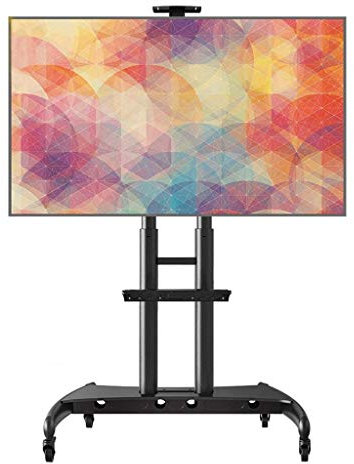 GGZONE Meuble TV 55-80 Pouces Écrans LCD LED Chariot Meuble TV Mobile, Meuble TV Universel Tout-en-Un Chariot D'affichage De Type Machine Au Sol, avec des Plateaux Supérieur Et Inférieur Peuvent être
