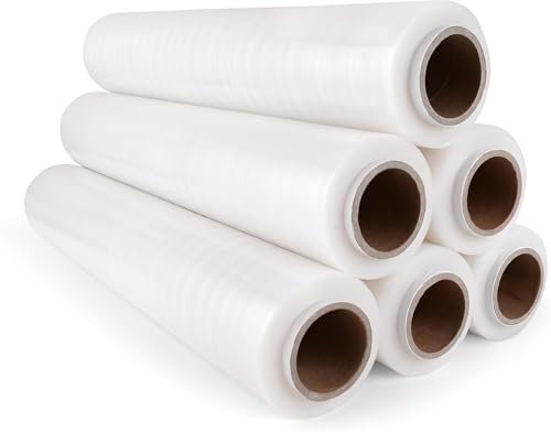 Commerline Lot de 6 rouleaux de film étirable, transparent, 40 cm, 900 g, pour déménagement