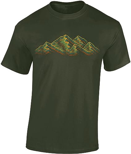 Wander Tshirt Herren : Alpen - Kletter T-Shirt Männer - Geschenk für Wanderfreunde - Bergsteiger Ausrüstung (Army M)
