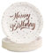 BOKFJBP 60 Pack Party Paper Plates,7 inch Happy Birthday Rose Gold on White Party Paper Plates Set,Disposable Plates Party Tableware for Graduation, Birthday, Party Weddings, Christmas