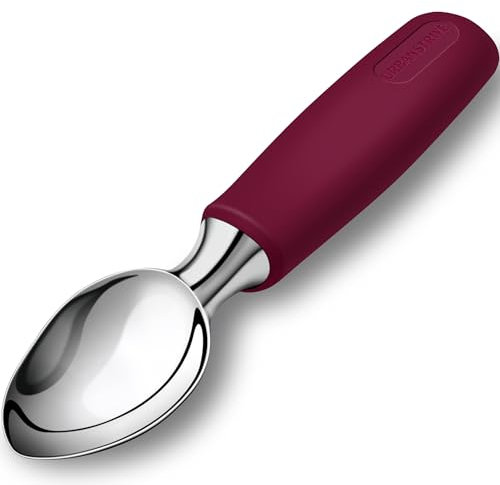Urbanstrive Ice Cream Scoop Stainless Steel, Ice Cream Scooper Professional Large Ice Cream Scoops With Non-Slip Rubber Handle, Ice Cream Spade for Cookie Dough, Gelato, Sorbet, Melon, Red