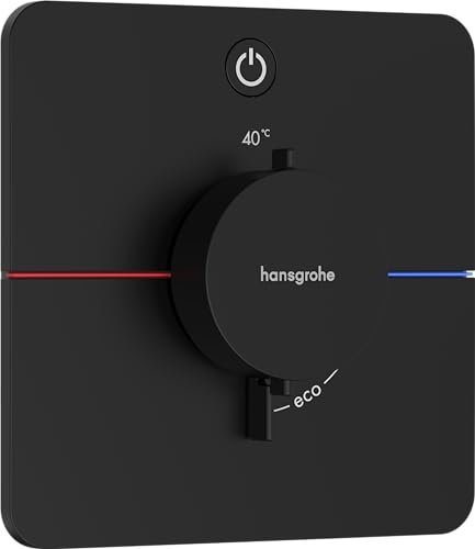 hansgrohe ShowerSelect Comfort Q - Thermostat Unterputz, Armatur mit Sicherheitssperre (SafetyStop) bei 40° C, Thermostat, Mischbatterie für 1 Verbraucher, Mattschwarz