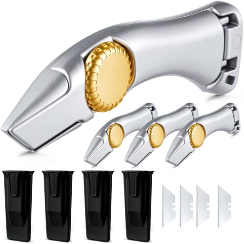 Leriton 4 Sets Black Roofing Utility Knife Shingles, Fixed Blade, Holster