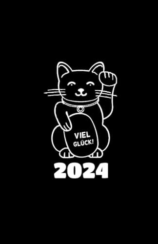 Glückskatzen-Kalender - Achtsamkeit und VIEL GLÜCK 2024: Glückskatzen Wochenkalender und Notizbuch 2021, links Wochenübersicht, rechts linierte Seiten, ca DIN A5 sw