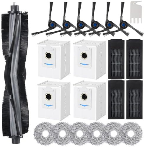 LOOHAOC Accessories for Ecovacs Deebot X2/X2 Omni/X2 Pro, 1 Main Brush, 6 Side Brushes, 4 Hepa Filters, 4 dust Bags, 6 Wipes, 1 Cleaning Brush