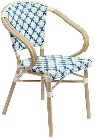Oviala Bistrostuhl Parisien aus Aluminium und Rattan, Blau