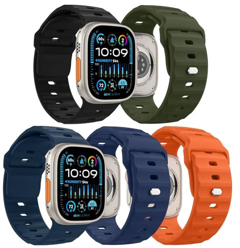 MoKo 5PZS Ocean Correa para Apple Watch Ultra2 49mm 46mm 45mm 44mm 42mm para Hombres y Mujeres,Silicona Pulsera Deportiva Correa para iWatch Serie 10 9 8 7 6 5 4 3 SE Ultra2,Multicolor B