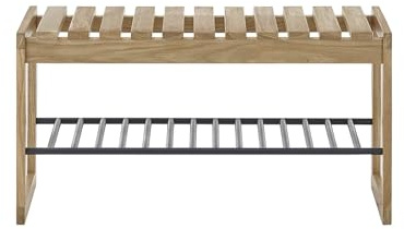 möbelando Schuhbank >BANTRY< in holzfarben, Eiche massiv geölt - 88x45x30cm (BxHxT)