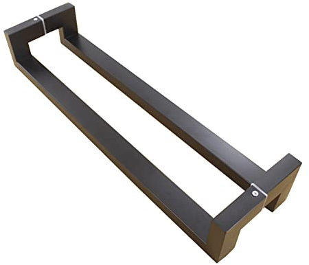 Edelstahl-Glastürgriff, Schiebetürgriff mit silberner gebürsteter Oberfläche, Türgriff für Duschwand, Türgriff aus Holz zum Drücken und Ziehen (Farbe: Schwarz, Größe: 1200 mm)