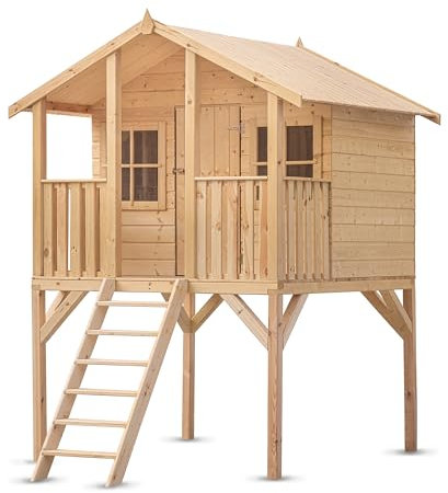 Wood&Play Borys Casa de Juegos Infantil - Bricolaje Fácil Montaje - Construcción Segura, Robusta y Duradera - Madera - Material inofensivo y renovable - 425x300cm + Columpio