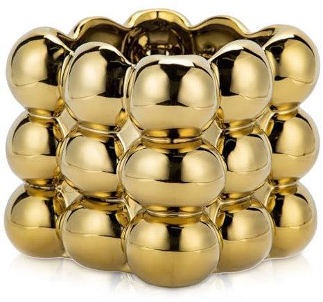 Arborus Maceta de cerámica para interiores, 13 cm, moderna, cuadrada, dorada, para el hogar, sala de estar, escritorio, habitación estética, decoración bohemia