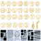 GORGECRAFT 28 Stück Holzbrennspitzen Set Mattgoldene Buchstaben Großbuchstaben Alphabet Branding Hohle Heißstempel Eisenspitzen 6 Stück Zeichenschablonen Vorlage Für DIY Prägewerkzeuge Schnitzhandwerk
