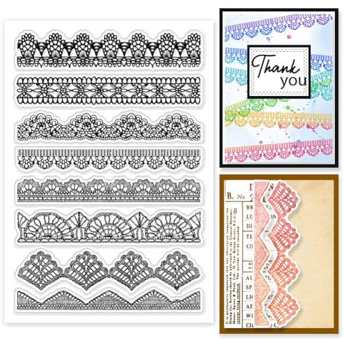 GLOBLELAND Transparente Stempel Mit Retro Spitzenecken Vintage Dekoration Spitze Silikonstempel Stempelsiegel Stempel Für DIY Scrapbooking Karten Erstellen von Fotoalben