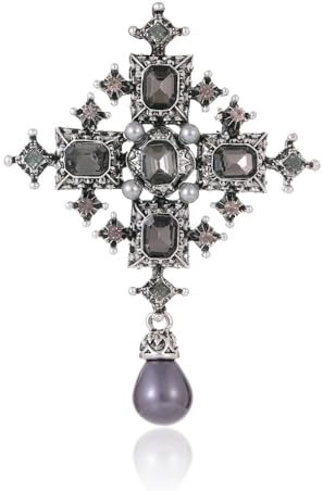 Vintage-Kreuz-Brosche mit Strasssteinen, Perlen, Tropfenform, Anstecknadeln für Damen, Mädchen, Party, Tanz, Hochzeit, Bankett, Damen, zierlicher Boho-Kristall-Anstecker, Kleid, Anzug, Blumenstrauß,
