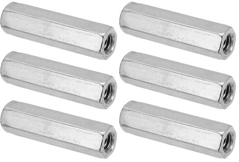 PATIKIL M8 x 1.25-Pitch Dado Esagonale Lungo Acciaio Inossidabile 304, 6Pz 50mm/ 2 L Dadi di Accoppiamento Dado a Barra Lunga Intera Connettore per Barra Filettata, Tonalità Argento