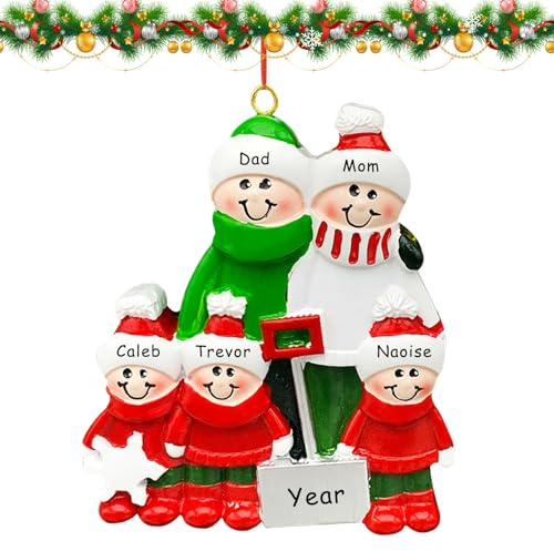 Christmas Ornaments 2026 Prsonalized Christmas Tree Decorations Happy Family of 5 Christmas Ornaments with DIY Name Hanging Pendant Xmas Tree Decoration Gift Ornament