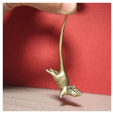 HOUDISAM Figuren 1 Stück Miniaturen Vintage Messing Long Tail Sternzeichen Maus Statue Figuren Briefbeschwerer Dekoration Mäuse Tee Haustiere