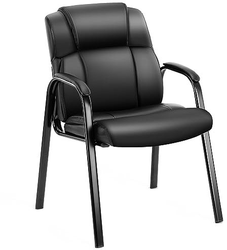 Sweetcrispy Empfangsstühle, Konferenz-Besucherstühle, Bequeme Arbeitsstühle, Bürostühle mit hochwertiger Polsterung und Kunstlederbezug, Wartezimmerstuhl mit Armlehnen, gepolstert, 1er-Set