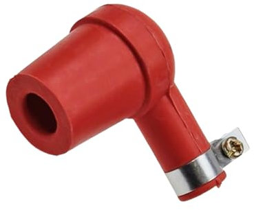 Zündkerzenstecker 90° Kerzenstecker universal 2-Takt Silikon Rot Mofa, Moped, Roller, Scooter, Motorrad, Auto, Traktor, Rasenmäher inkl. Schelle