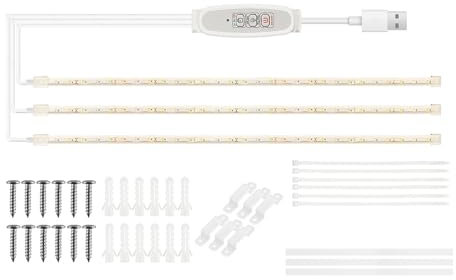 kosingna LED Grow Light Stps for Indoor s Red & 3000K Sunlike Grow Lamp for Hydroponics Suulent Supplement Light 4 Dimmable Levels with 24-Hour Cycle Smart Timing USB Plug and Play