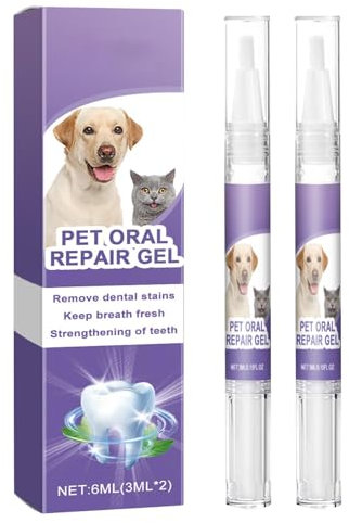 2PCS Pet Oral Repair Gel, Dog Teeth Cleaning Pen Set, Teeth Pet Oral Repair Gel, Pet Oral Restoration Whitening Gel Pet Oral Repair Gel, Teeth Pet Oral Repair Gel for Pets, Cats, Dogs, Puppy