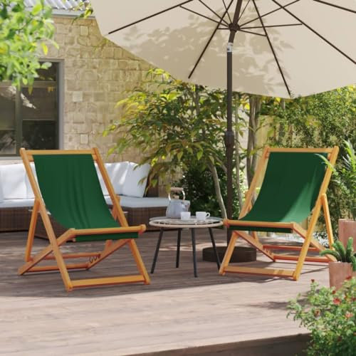 AJJHUUKI Outdoor-Möbel, faltbar, Strandkörbe, 2 Stück, grün, Stoff-Möbel