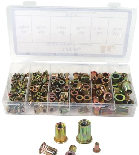 GIVIHGETI 170 Stück Nietmuttern Set, Gewindenieten Nutsert Blindnietmuttern Nietmuttern für Metall und Kunststoffplatten - M3/M4/M5/M6/M8/M10, Mit Aufbewahrungsbox